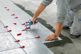 Tile installation process detail
